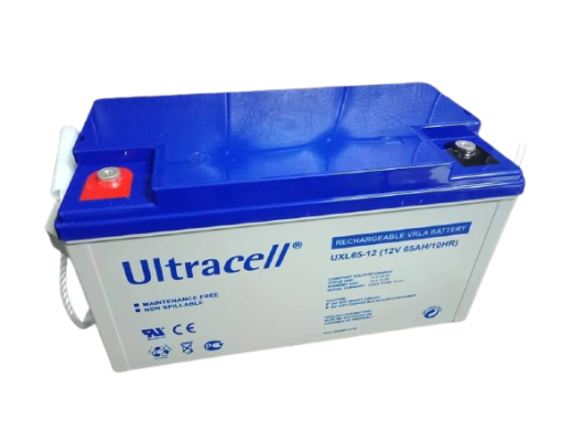 Ultracell Lead Acid Battery 12V 65Ah with a detailed view showcasing its design and features.