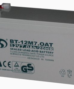 SAITE BT-12M7.0AT Compatible Replacement Battery 12V 7Ah, showcasing its design and key features.