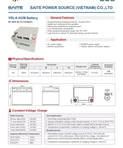 SAITE BT-HSE-40-12 Compatible Replacement Battery 12V 40Ah with F2 Terminals and durable lead acid design.