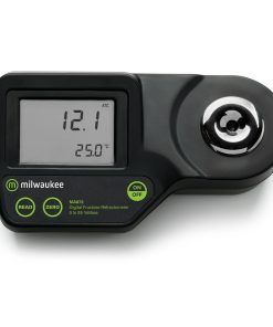 "Milwaukee MA872 Digital Refractometer for Fructose Measurement" "Close-up of Milwaukee MA872 refractometer display" "Milwaukee MA872 refractometer in use for fructose testing"