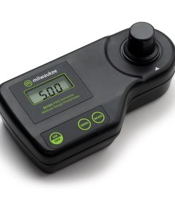 "Milwaukee MI405 PRO Photometer for Ammonia Measurement" "Close-up of Milwaukee MI405 PRO with glass cuvettes" "Milwaukee MI405 PRO Photometer in use for water quality testing"