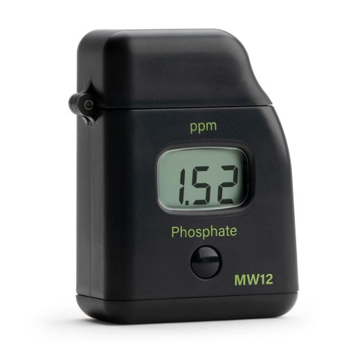 "Milwaukee MW12 Digital Phosphate Tester for Accurate Water Analysis" "Close-up of Milwaukee MW12 digital display" "Milwaukee MW12 phosphate tester in use for water analysis"