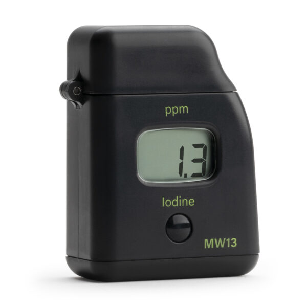 "Milwaukee MW13 Digital Iodine Tester for Accurate Water Analysis" "Close-up of Milwaukee MW13 digital display" "Milwaukee MW13 iodine tester in use for water analysis"