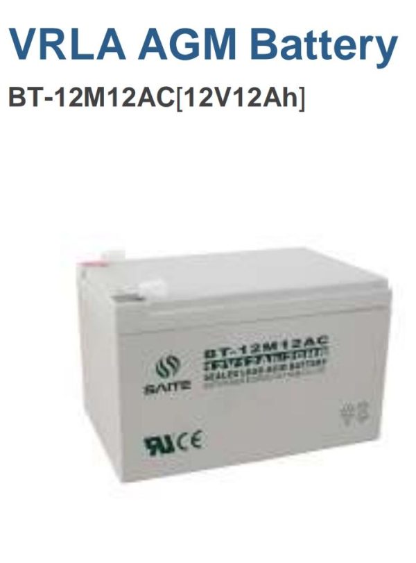 SAITE BT-12M12AC Compatible Replacement Battery 12V 12Ah with key design features.