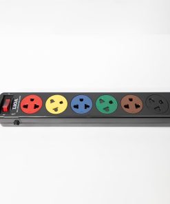 "LiOA 6SND Power Strip with 6 Sockets and Surge Protection" "Close-up of LiOA 6SND Power Strip Circuit Breaker" "LiOA 6SND Power Strip in Use with Multiple Devices"