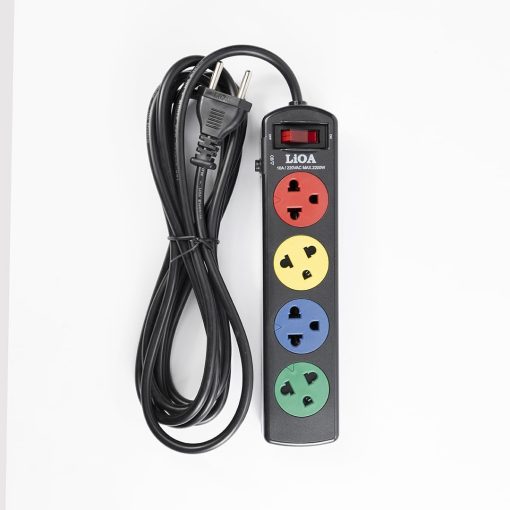 LiOA High Quality 4SND Power Strip 220V 4 Dual Output Sockets 2200W 10A Surge Resistance 100°C 100°C Circuit Breaker Protection Switch PVC Wire 100% Copper Black