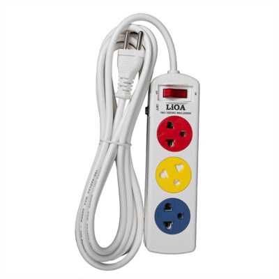 "LiOA 3SNW3 Power Strip with 3 Dual Output Sockets" "LiOA Power Strip Circuit Breaker Protection" "LiOA 3SNW3 Power Strip in White with 3M Copper Wire"