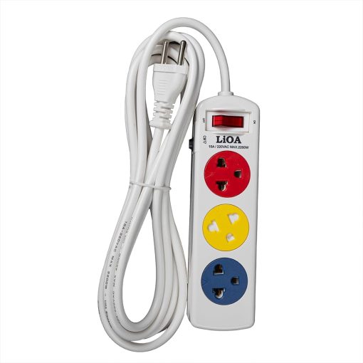 "LiOA 3SNW3 Power Strip with 3 Dual Output Sockets" "LiOA Power Strip Circuit Breaker Protection" "LiOA 3SNW3 Power Strip in White with 3M Copper Wire"