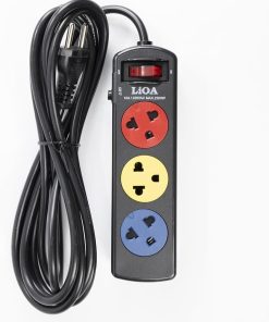 "LiOA High Quality 3SND3 Power Strip with Dual Sockets" "Close-up of LiOA 3SND3 Power Strip Circuit Breaker and Indicator" "LiOA 3SND3 Power Strip in use with multiple devices"