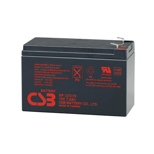 "CSB GP1272F2 Lead Acid Battery, 12V 7.2Ah"