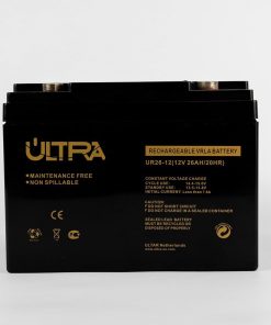 ULTRA 12V 26Ah Rechargeable Lead Acid Battery front view ULTRA 12V 26Ah Battery dimensions