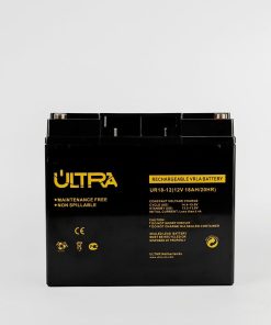 ULTRA 12V 18Ah Rechargeable Lead Acid Battery front view ULTRA 12V 18Ah Battery dimensions