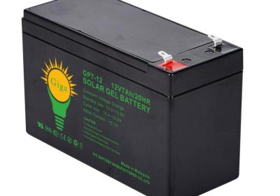 GIGA GP7-12 12V7Ah battery showing AGM technology and robust construction.