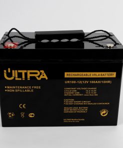 ULTRA 12V 100Ah Rechargeable Battery – Front View ULTRA 12V 100Ah Battery – Technical Specifications