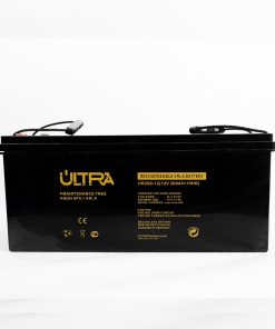 "Ultra 12V 200Ah rechargeable battery with Dutch specifications and a long lifespan"