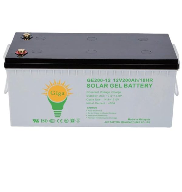 "GEL200-12 Sealed Lead Acid Battery, 12V 200Ah - Terminal Close-up"