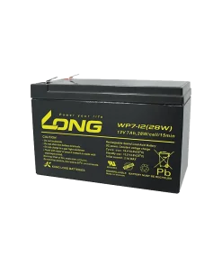 WP7-12 LONG Lead Acid Battery 12V 7Ah front view WP7-12 LONG Battery dimensions and specifications