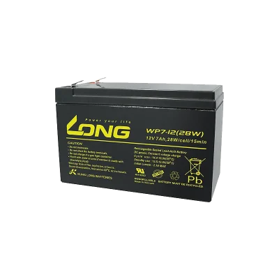 WP7-12 LONG Lead Acid Battery 12V 7Ah front view WP7-12 LONG Battery dimensions and specifications