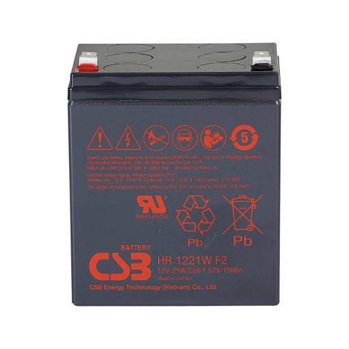 "CSB HR1221WF2 Lead-Acid Battery, 12V, 21W 15min/Cell"