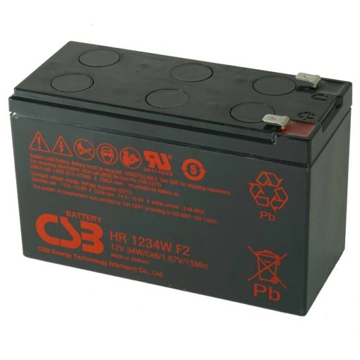 CSB HR1234W 12V 34W Lead Acid Battery - High Rate, Compact Design