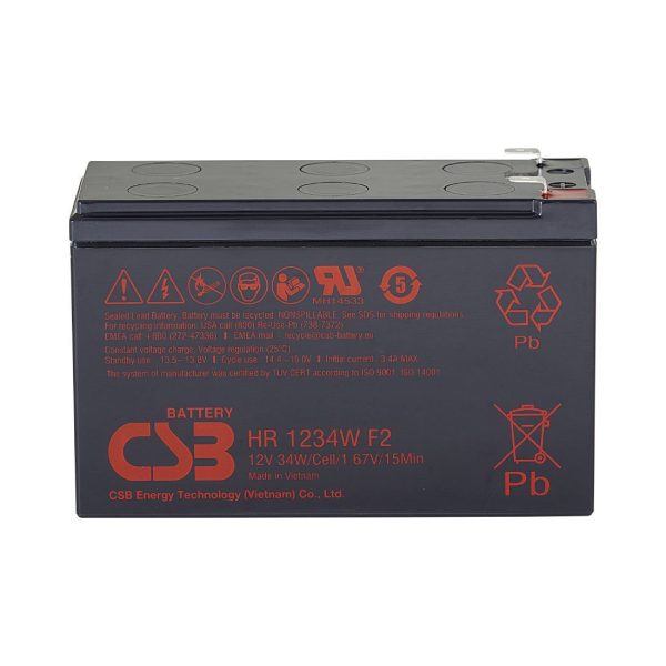 "CSB HR1234WF2 High-Rate VRLA Battery, 12V 8.4Ah AGM"