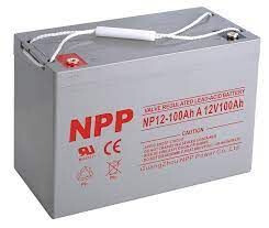 "NPP NP12-100Ah Lead Acid Battery Front View"