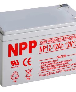 "NPP NP12-12Ah Lead Acid Battery, 12V 12Ah Front View"