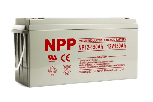 "NPP NP12-150Ah Lead Acid Battery Front View"