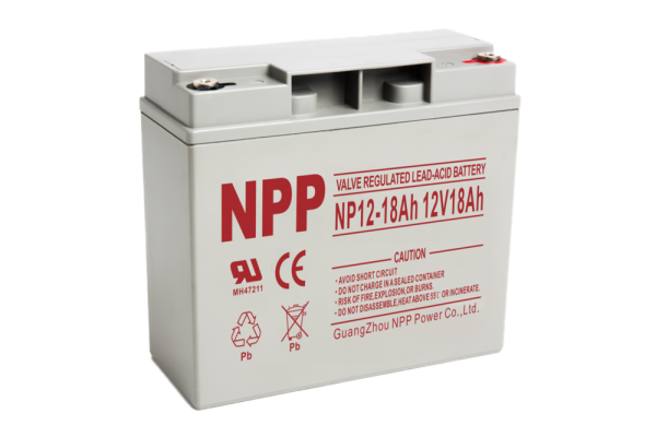 "NPP NP12-18Ah Lead Acid Battery Front View"