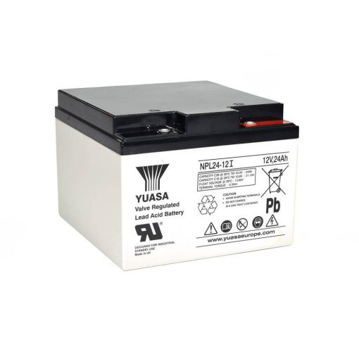 Yuasa NPL24-12I 12V 24Ah VRLA Battery – Front View, Yuasa NPL24-12I General Purpose Battery – Top View