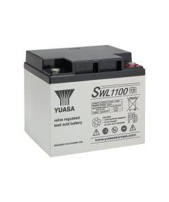 Yuasa SWL1100 12V 40.6Ah VRLA Battery – Front View, Yuasa SWL1100 High Rate VRLA Battery – Top View