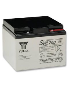 Yuasa SWL750 12V 25Ah VRLA Battery – Front View, Yuasa SWL750 High Rate VRLA Battery – Top View