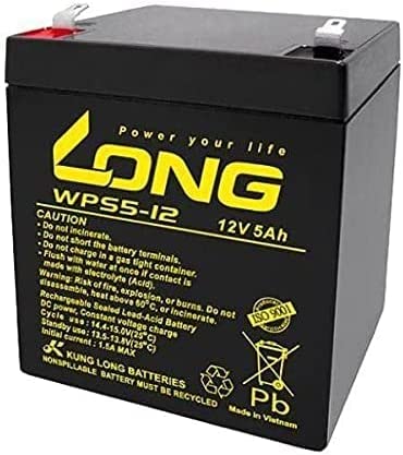 WPS5-12 Long Sealed Lead Acid Battery, 12V, 5Ah, Rechargeable