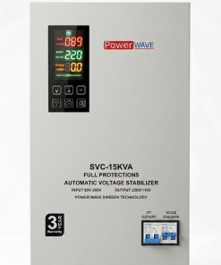 Power Wave SVC-15KVA single phase automatic voltage stabilizer front view with digital display