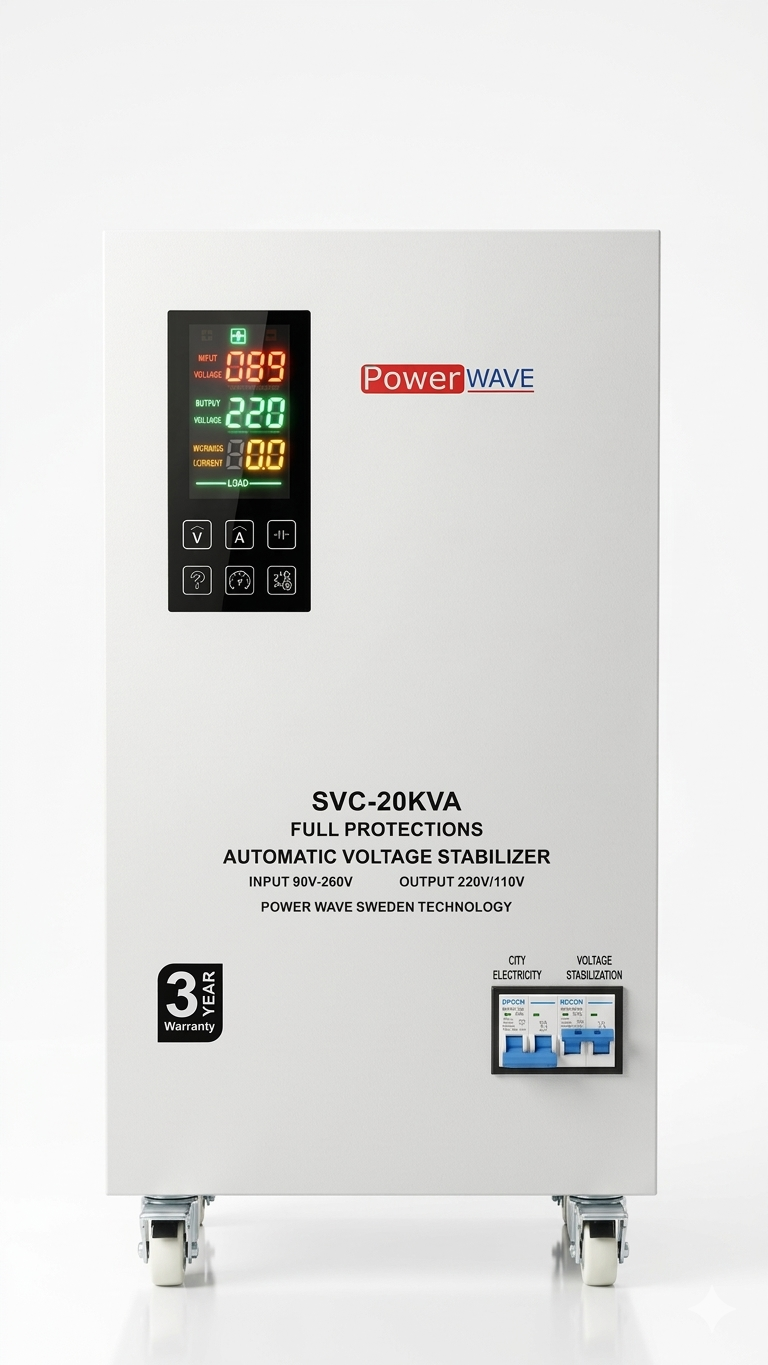 Power Wave SVC-20KVA Single Phase Voltage Stabilizer with Servo Motor