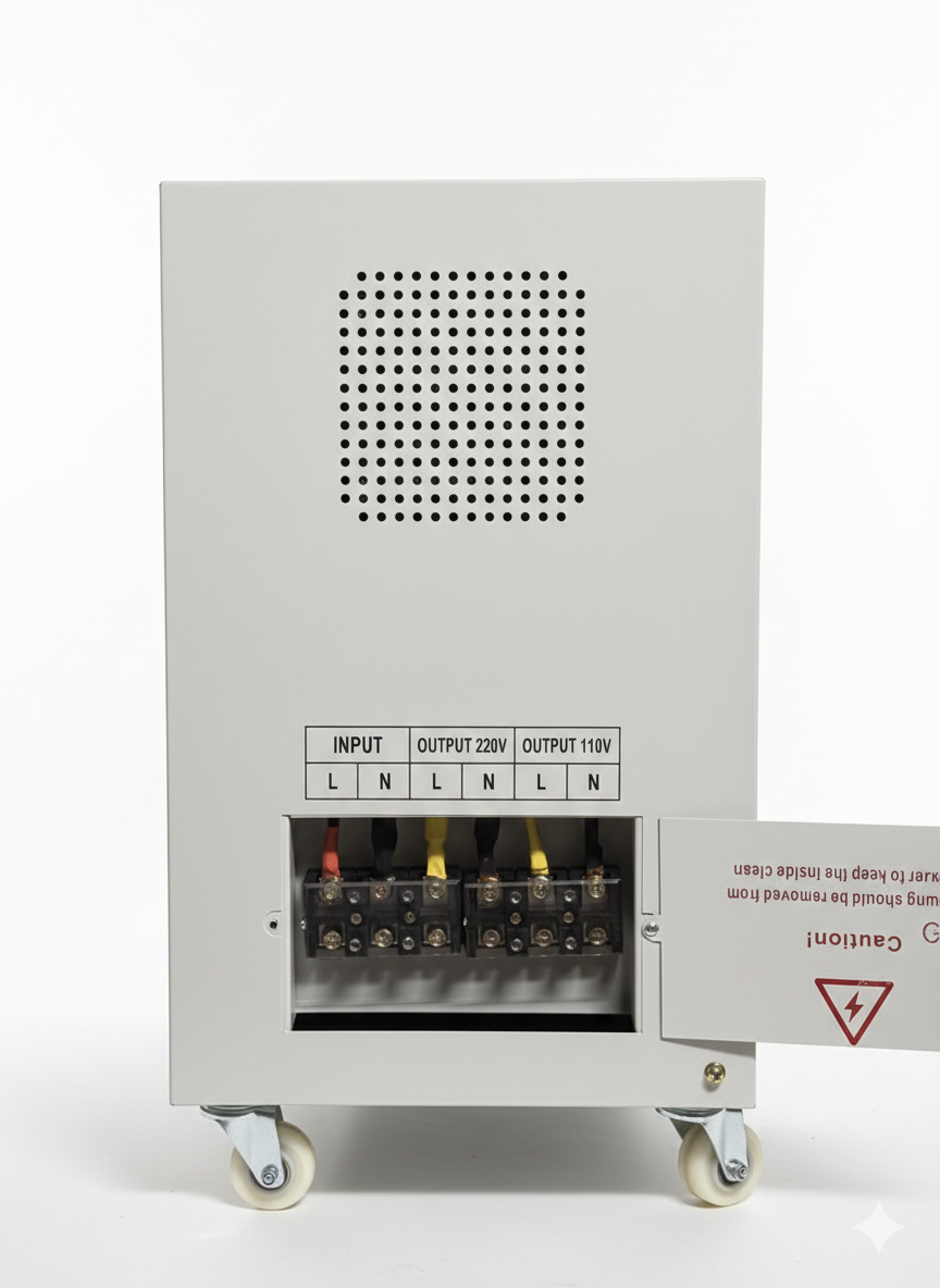 Power Wave SVC-30KVA single phase voltage stabilizer front view with digital display